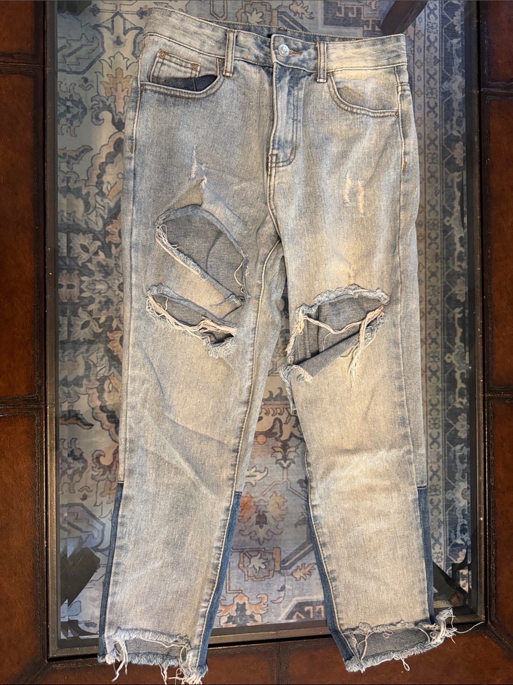 Nasty Gal Light Blue Distressed Skinny Jeans